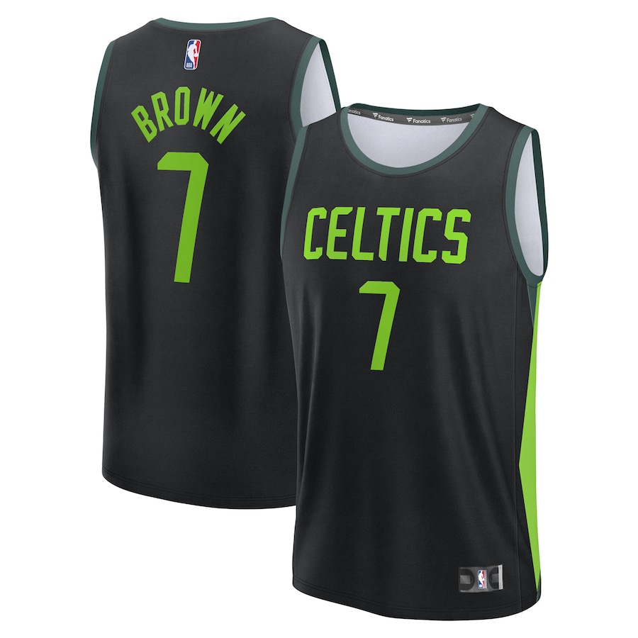 Youth Boston Celtics Jaylen Brown Fanatics Black 2024/25 Fast Break Jersey - City Edition
