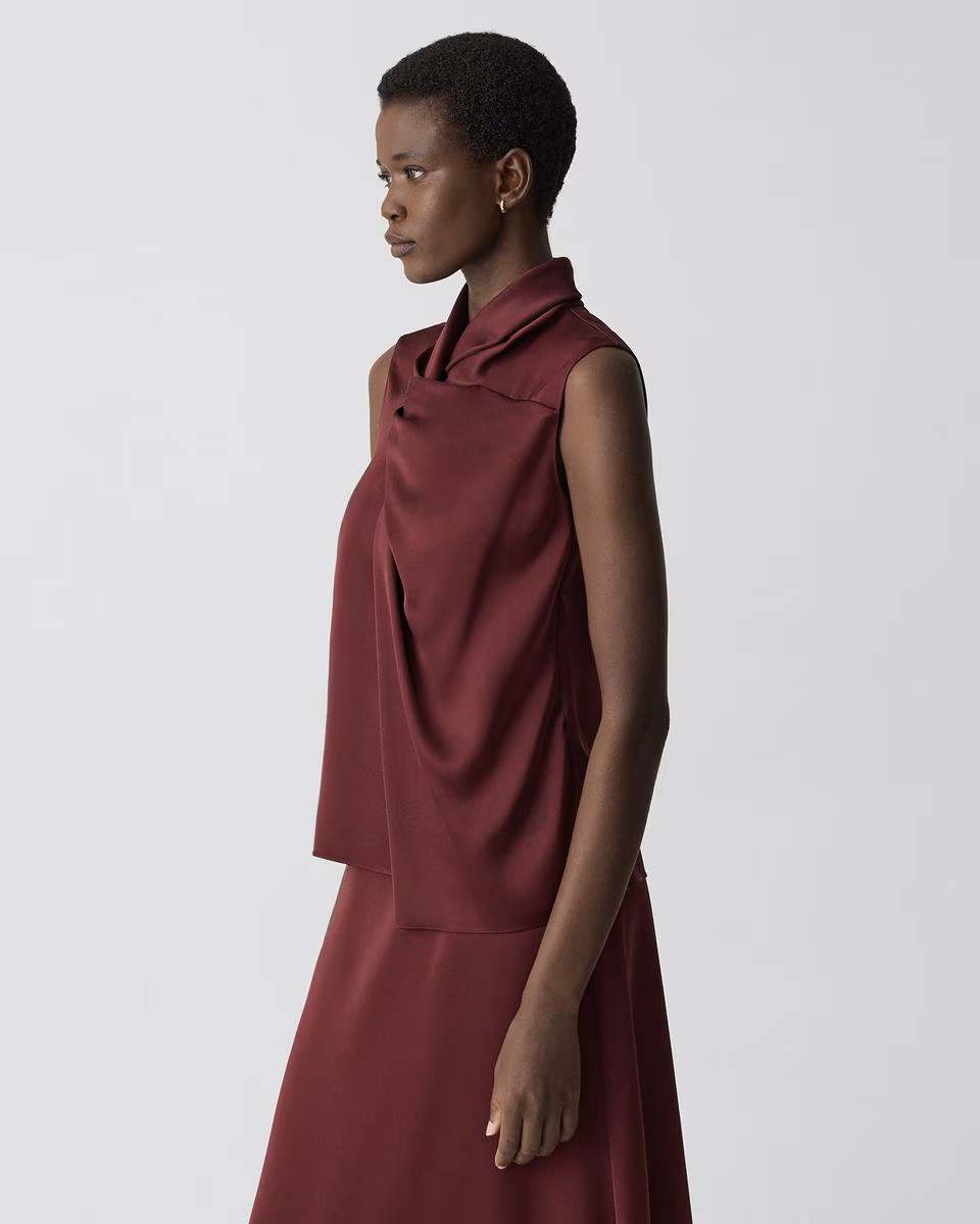Twisted Split Blouse in Satin