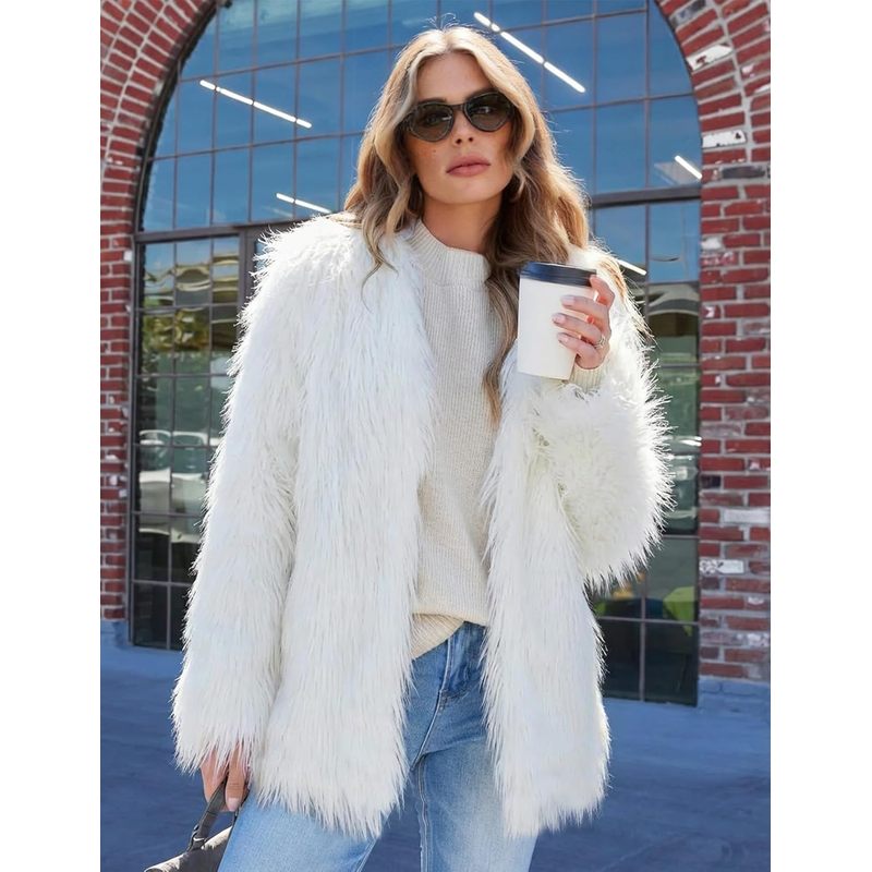 Women's Faux Fur Coat Fluffy Faux Fur Long Jacket