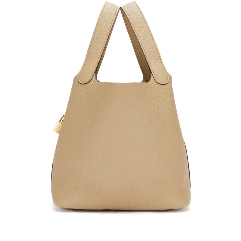 Beige Marfa Clemence Picotin Lock 22 Gold Hardware