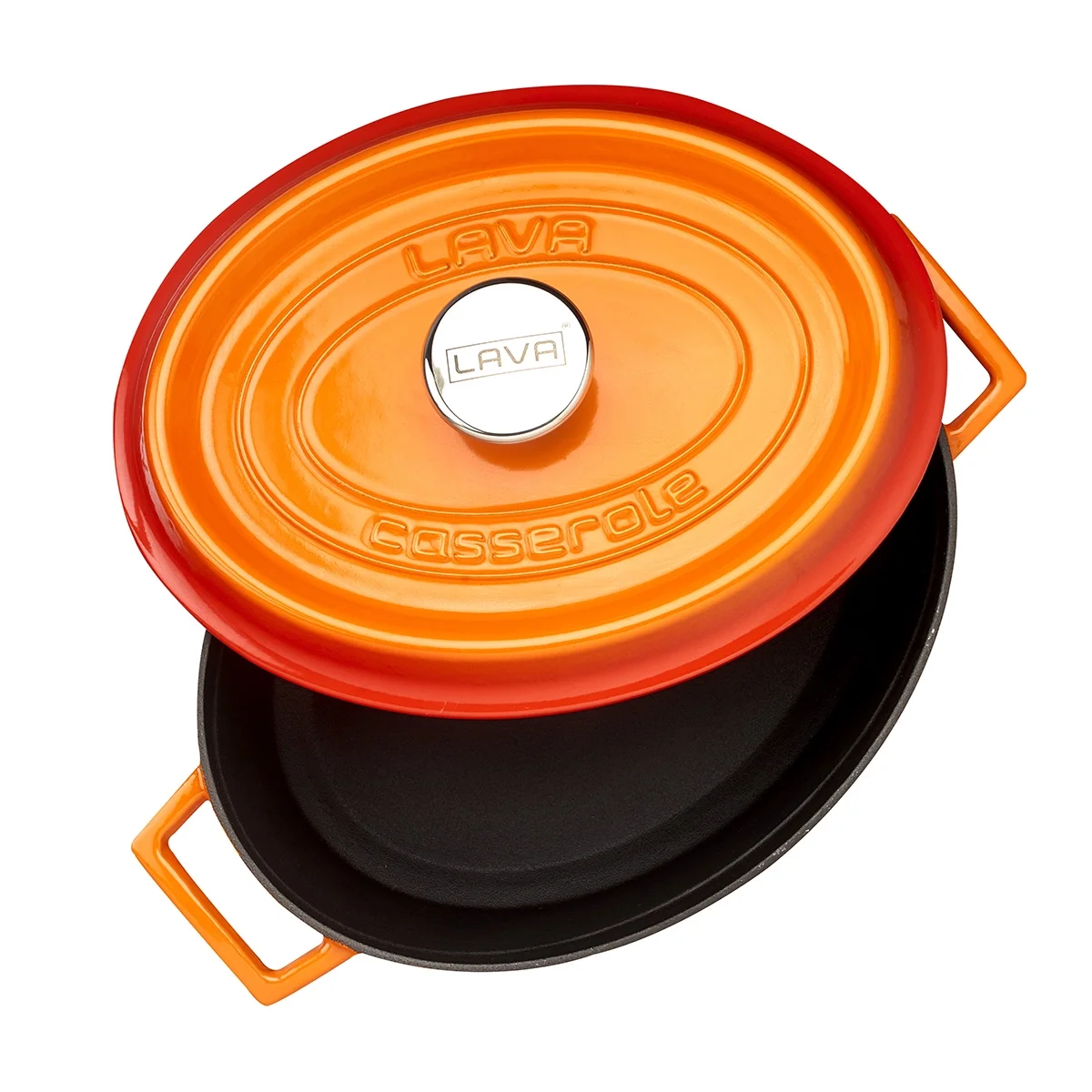LAVA 6.75 Quarts Cast Iron Dutch Oven: Multipurpose Stylish Oval Shape Dutch Oven Pot with Three Layers of Enamel Coated with Trendy Lid (Blue)