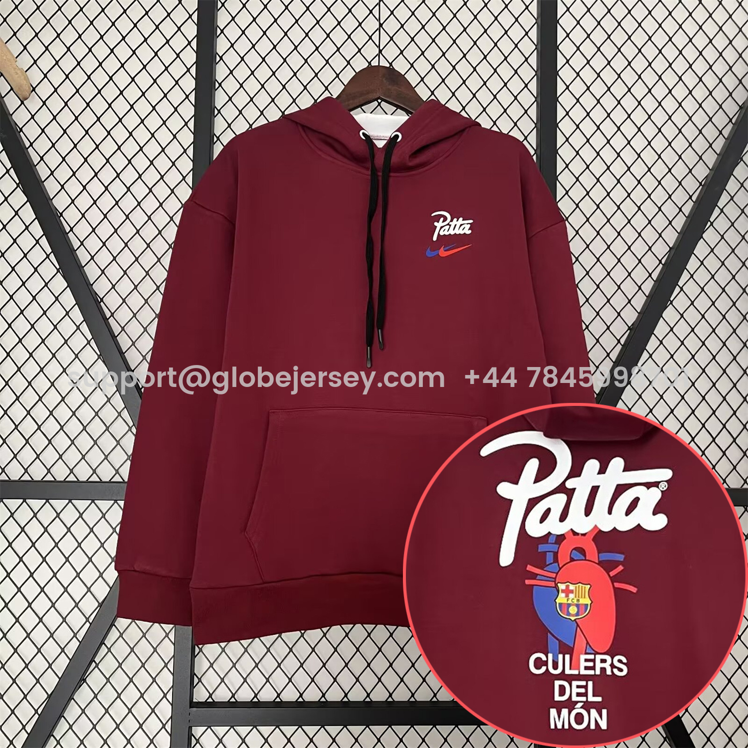 Barcelona x Patta 25-26 Red Unisex Pullover Hoodie