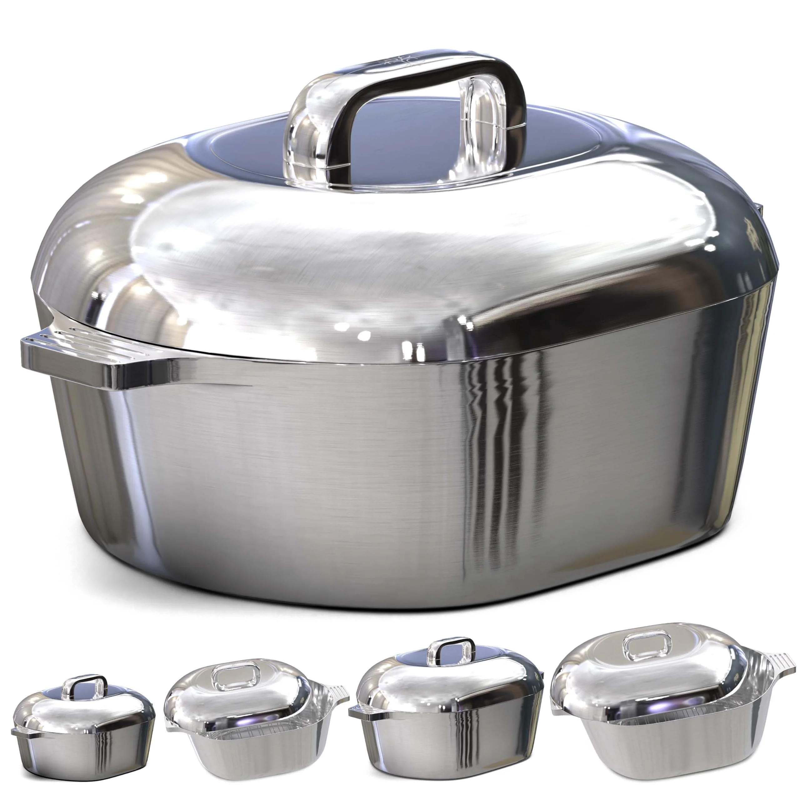 MAGNAWARE 5qt Lightweight Cast Aluminum Oval Dutch Oven, Silver