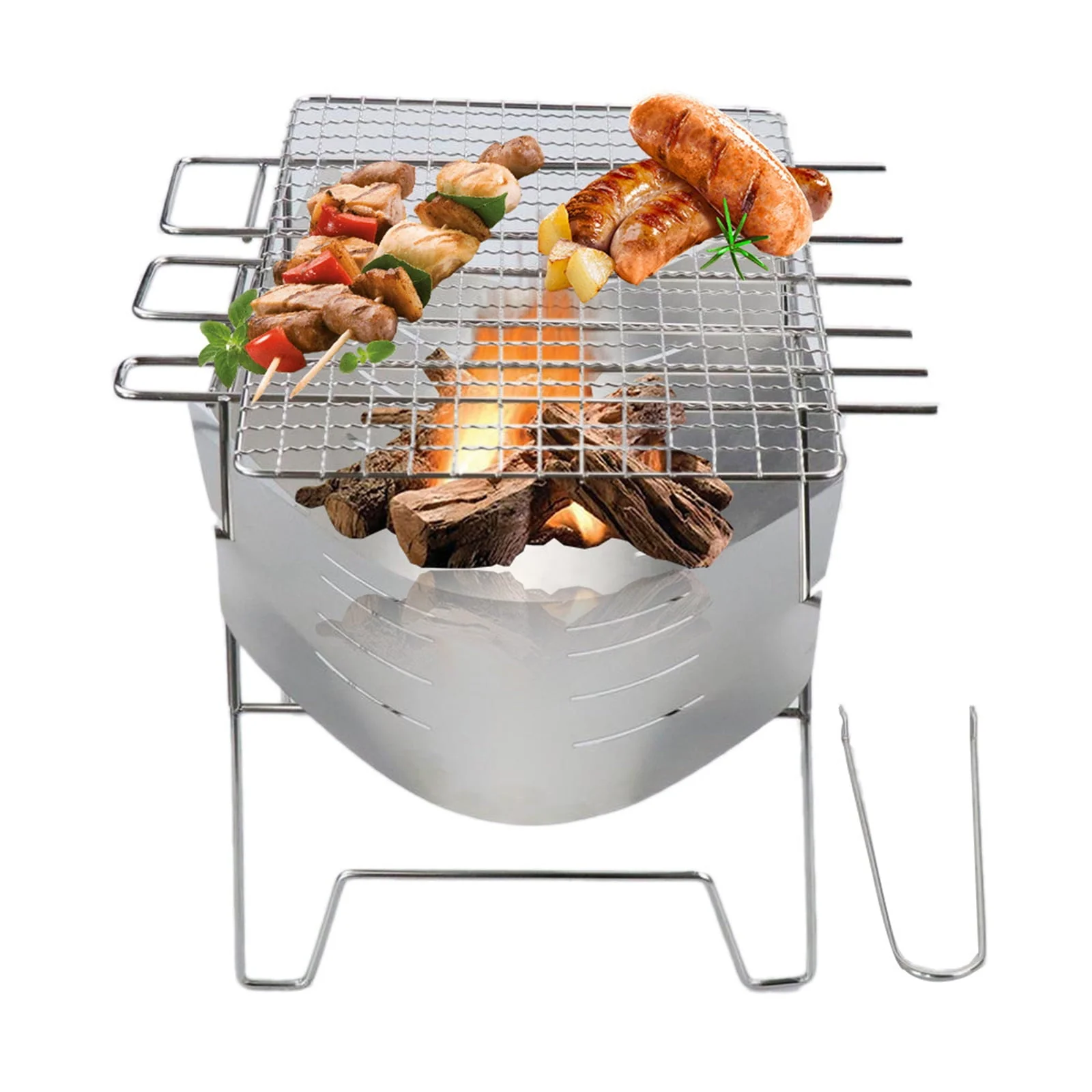 SHENGXINY Camping Supplies Clearance Folding Portable Barbecue Charcoal Grill, Barbecue Desk Tabletop Outdoor Stainless Steel Smoker Bbq For Outdoor Cooking Camping Picnics Beach Camping & Hiking