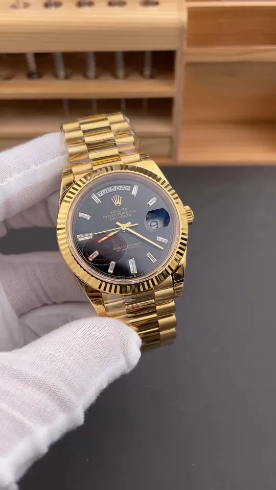 Rolex Day-Date Black Baguette Diamond 40mm