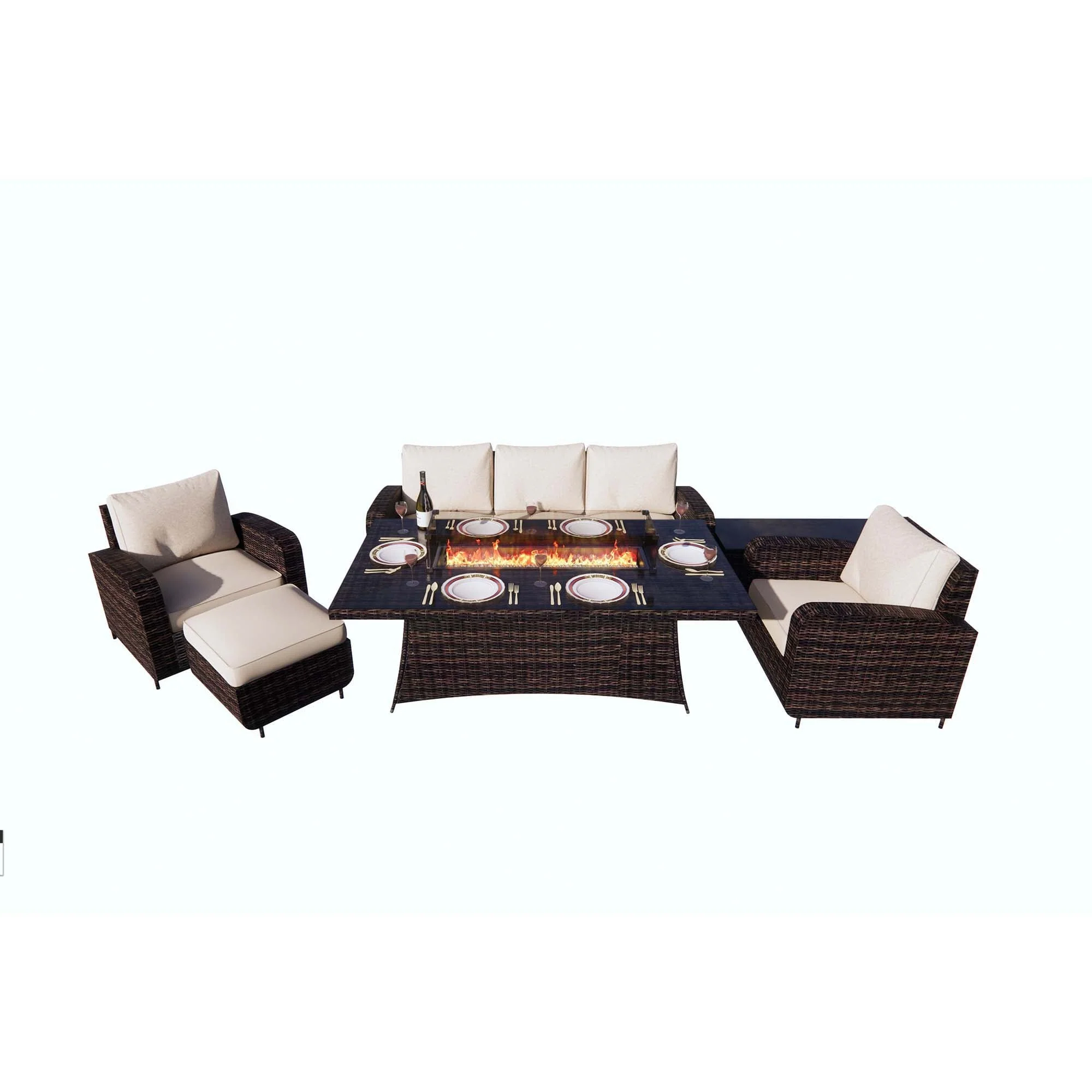 Direct Wicker 6-Piece Outdoor Patio Furniture Set with 72