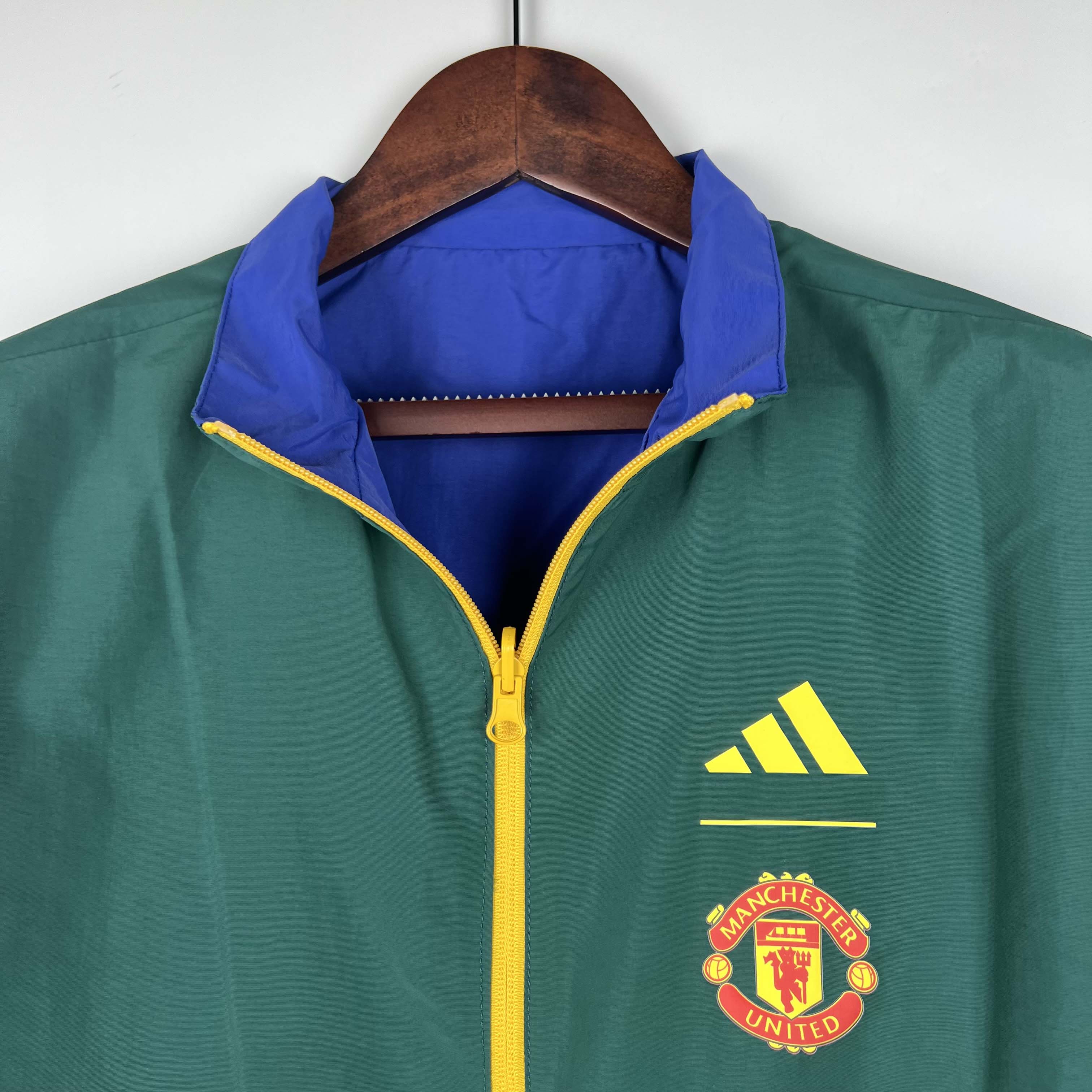 2023/2024 Manchester United Reversible Windbreaker(Blue-Green)Soccer Jersey 1:1 Thai Quality