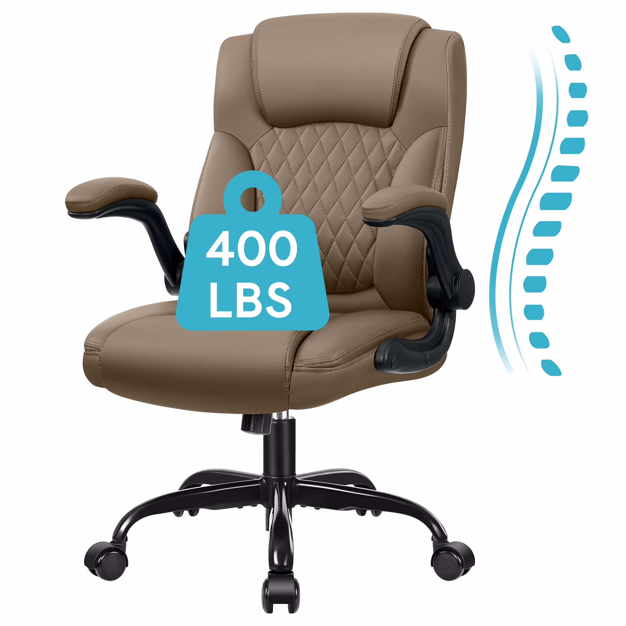 COOLHUT Leather Office Chair, Big and Tall Office Chair 400LBS Wide Seat Ergonomic Computer Desk Chair High Back Executive Leather Chair Adjustable Task Chair Lumbar Back with 8-Year Warranty, Black