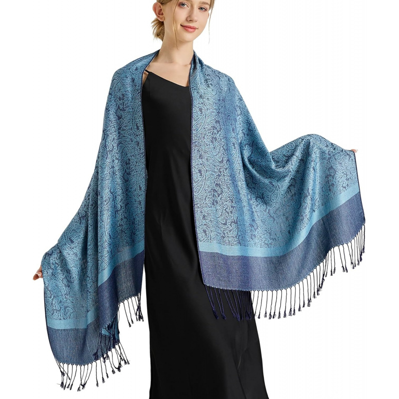 Silky Paisley Pashmina Shawl Scarf-Women's Soft