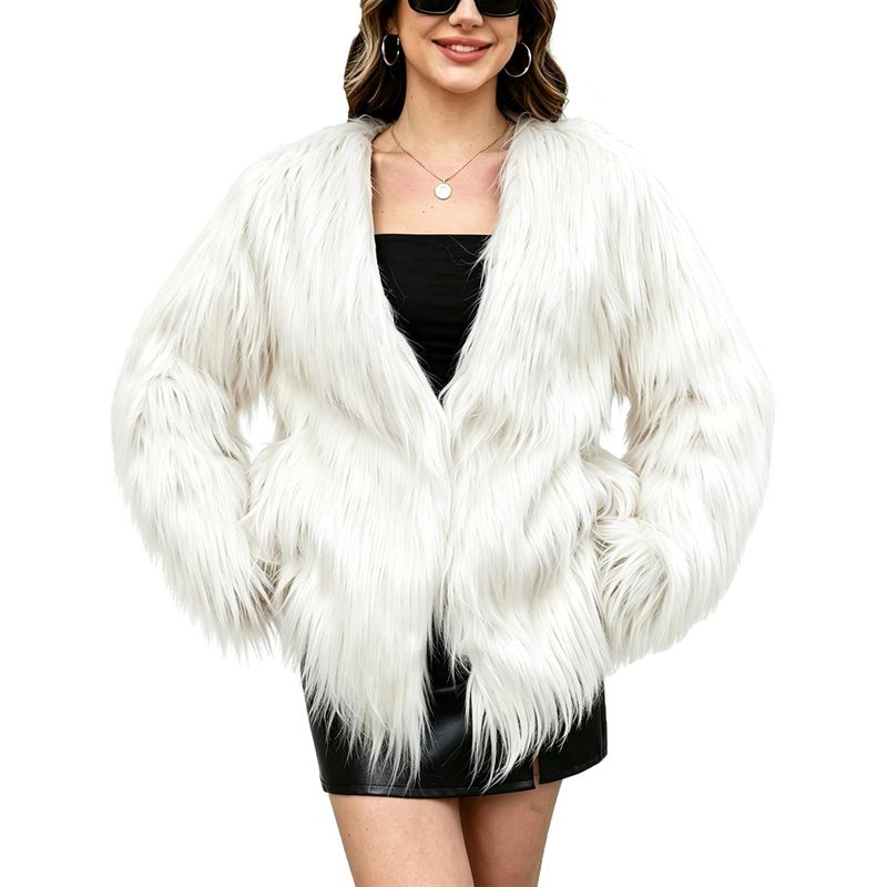 Women's Faux Fur Coat Fluffy Faux Fur Long Jacket