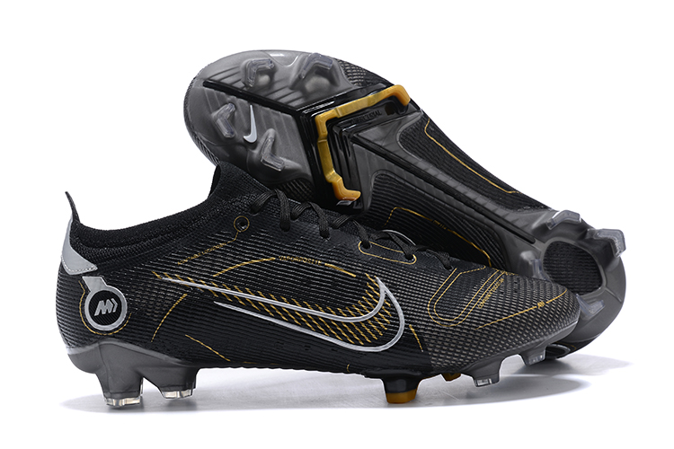 Assassin XIV semi-low-top black and gold waterproof knitted FG football shoes
