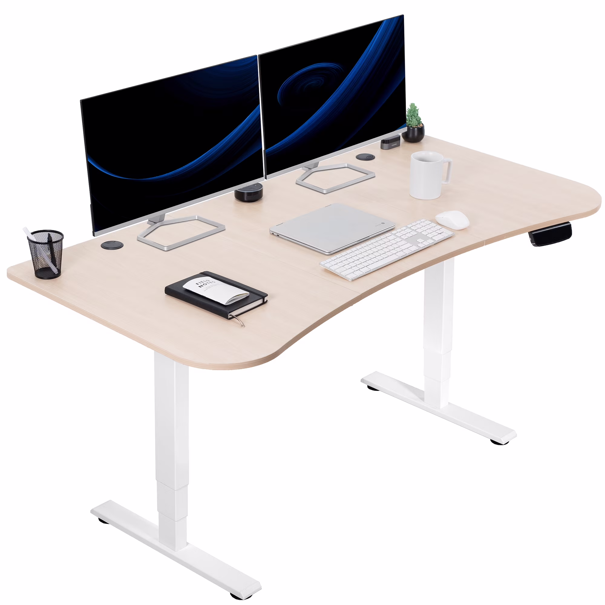 VIVO Reclaimed Wood / Black 63�?x 32�?Electric Height Adjustable Stand Up Desk