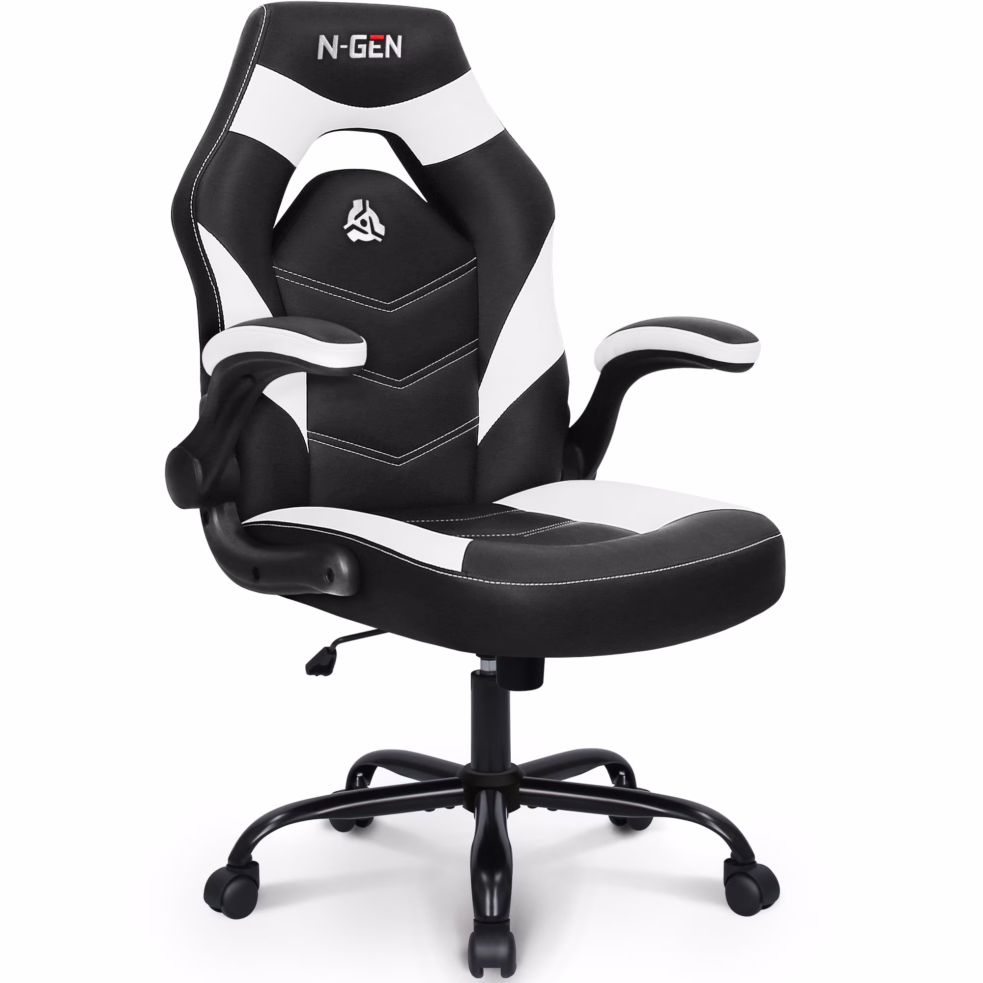 N-GEN Red Gaming Chair, Flip-up Armrest Computer Chair Ergonomic Office Chair PU Leather Desk Chair Executive Adjustable Swivel Task Chair