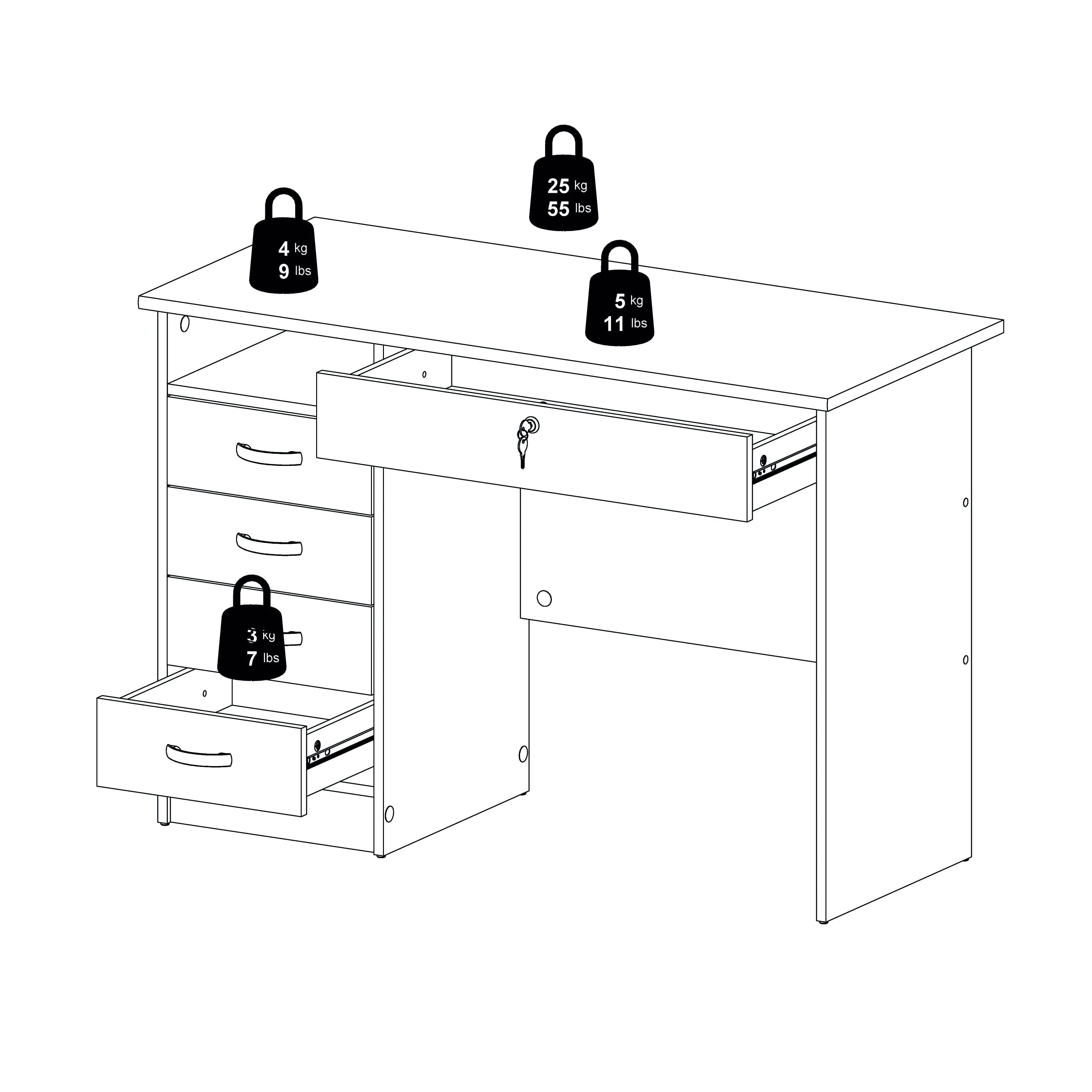 Tvilum Walden Desk with 5 Drawers