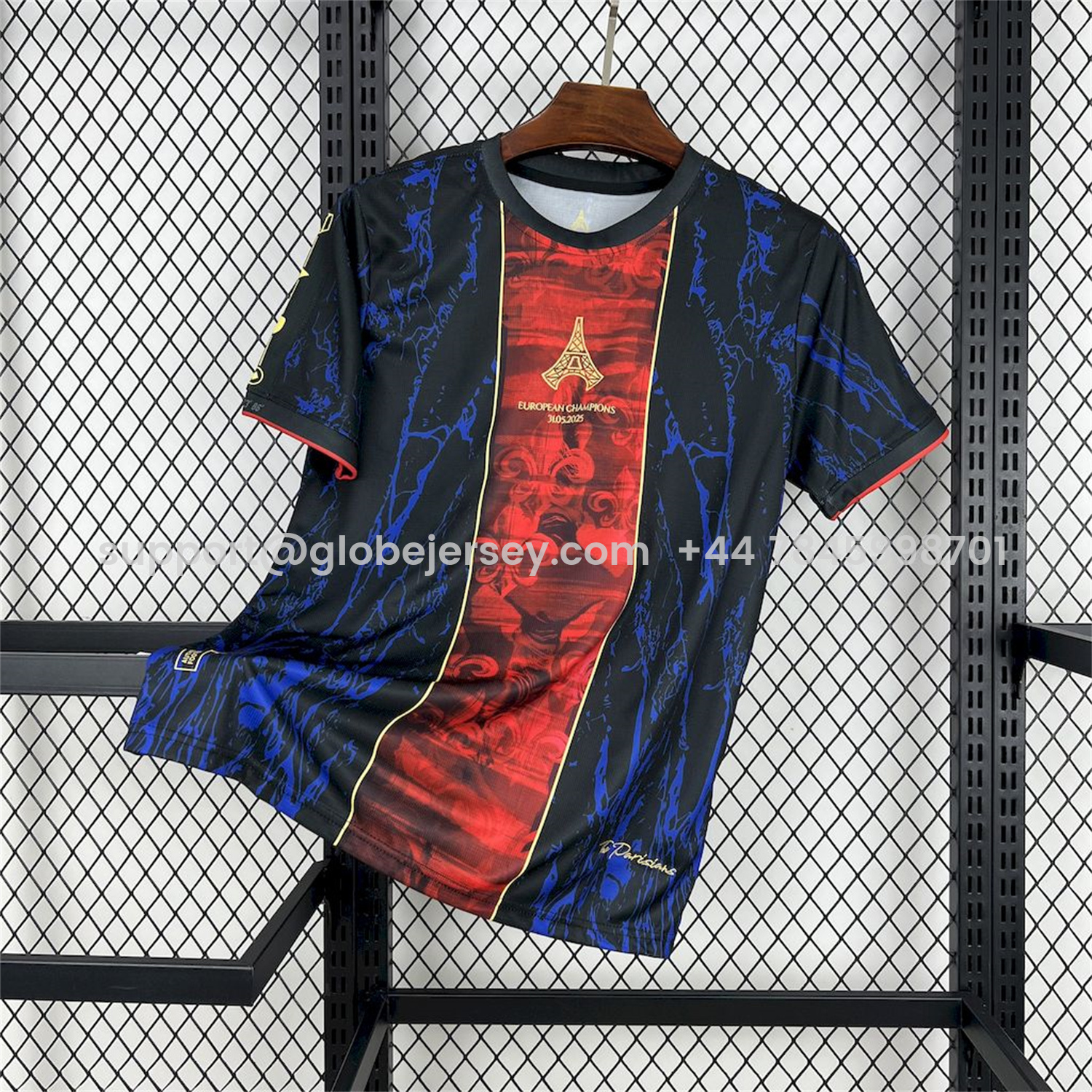 Paris Saint-Germain PSG 25-26 Champions League Commemorative Edition Blue Red Eiffel Tower T-shirts