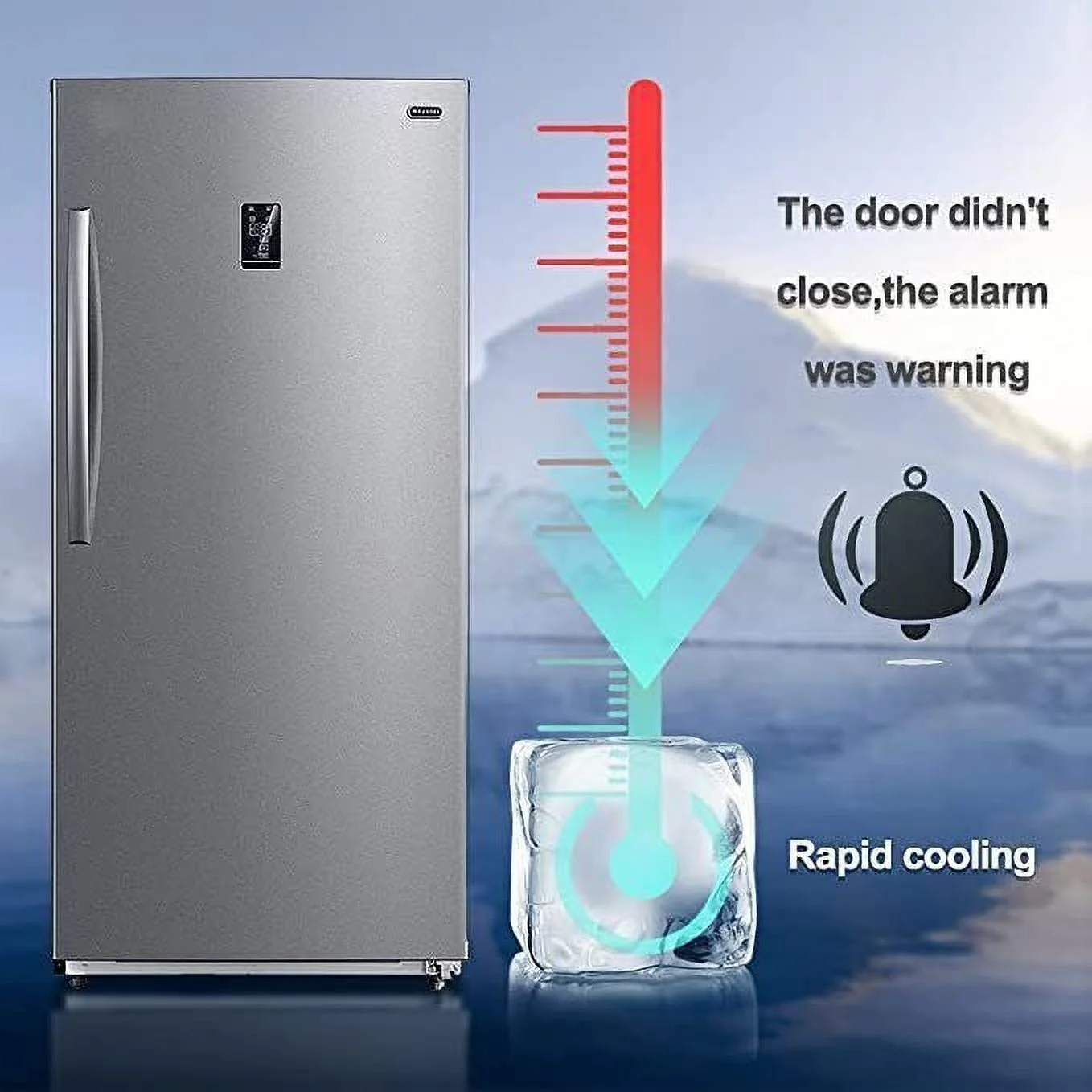 Smad 17.5 Cu ft Upright Freezer Large Capacity Fridge Refrigerator Frost Free Home Stainless Steel