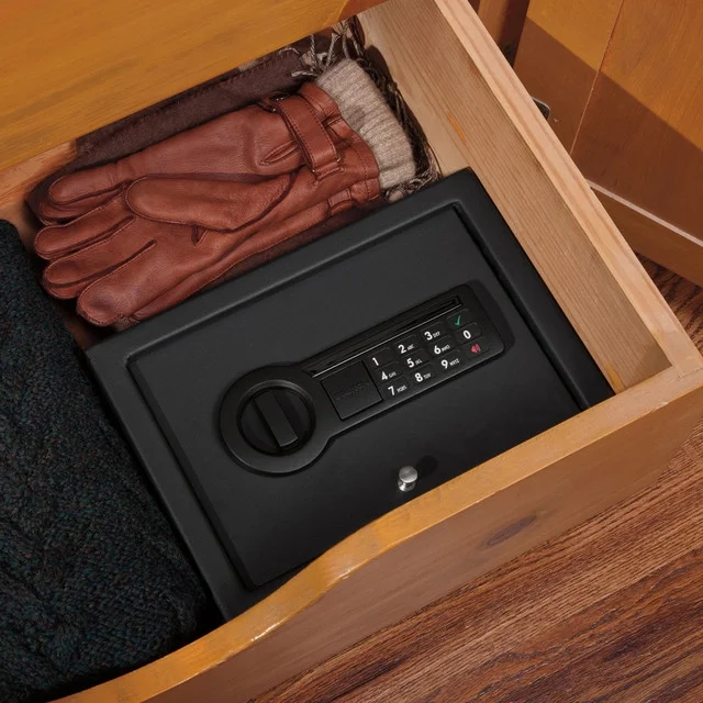 Stack-On Small Drawer Safe with Electronic Lock �C Compact Personal Safe for Desk or Nightstand with Backup Key and Steel Security Construction
