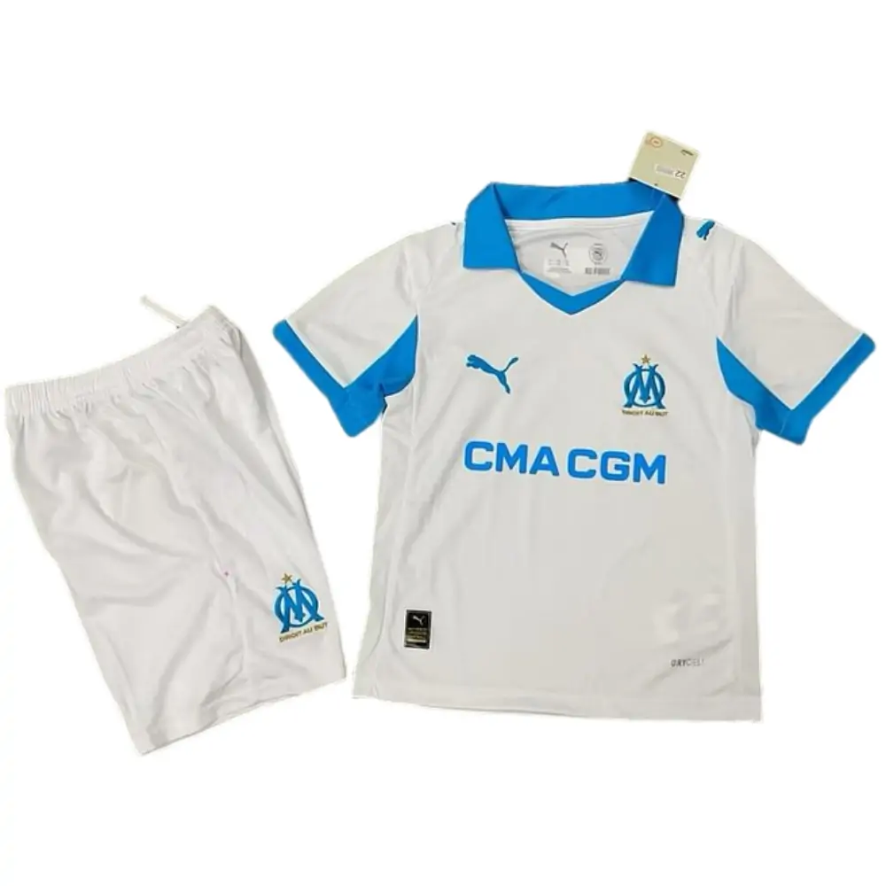 2025-26 Marseille Home Jersey Children's Set - Fans Edition