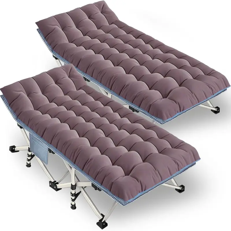 2-Person Folding Camping Cot Set — Durable Twin Cots with Mattresses & Portable Storage Bags