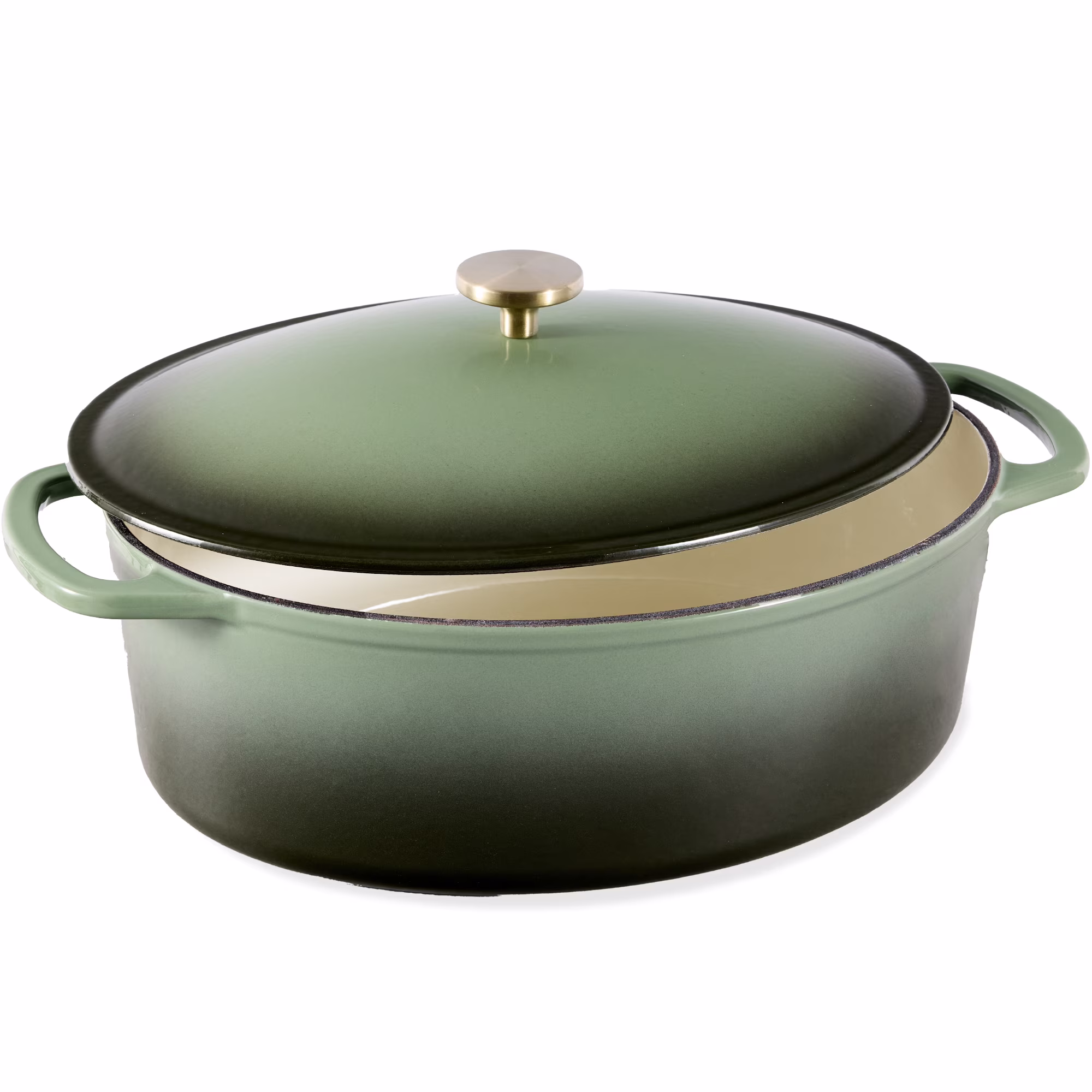 Best Choice Products Oval 7.5 Quart Cast-Iron Dutch Oven, Heavy-Duty w/ Enamel, Side Handles - Vanilla Buttercream