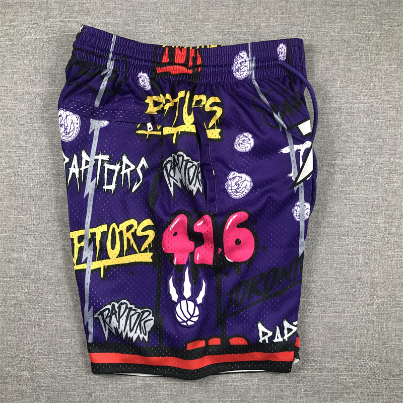 Pocket Pants Raptors Graffiti Purple Shorts