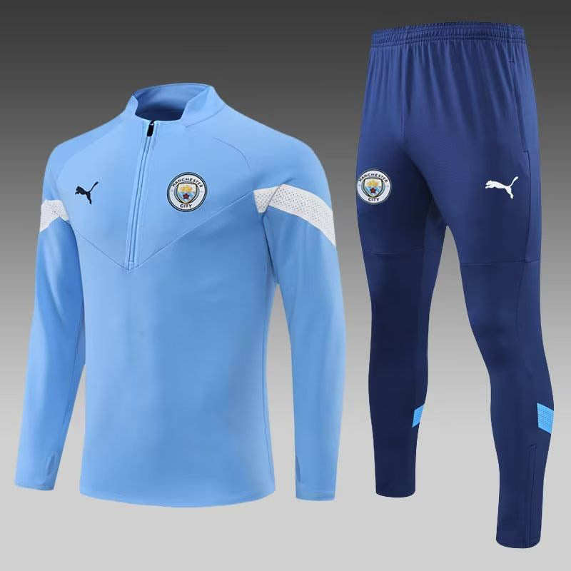 2022/2023 Manchester City Half-Pull Training Suit Blue Football Shirt 1:1 Thai Quality