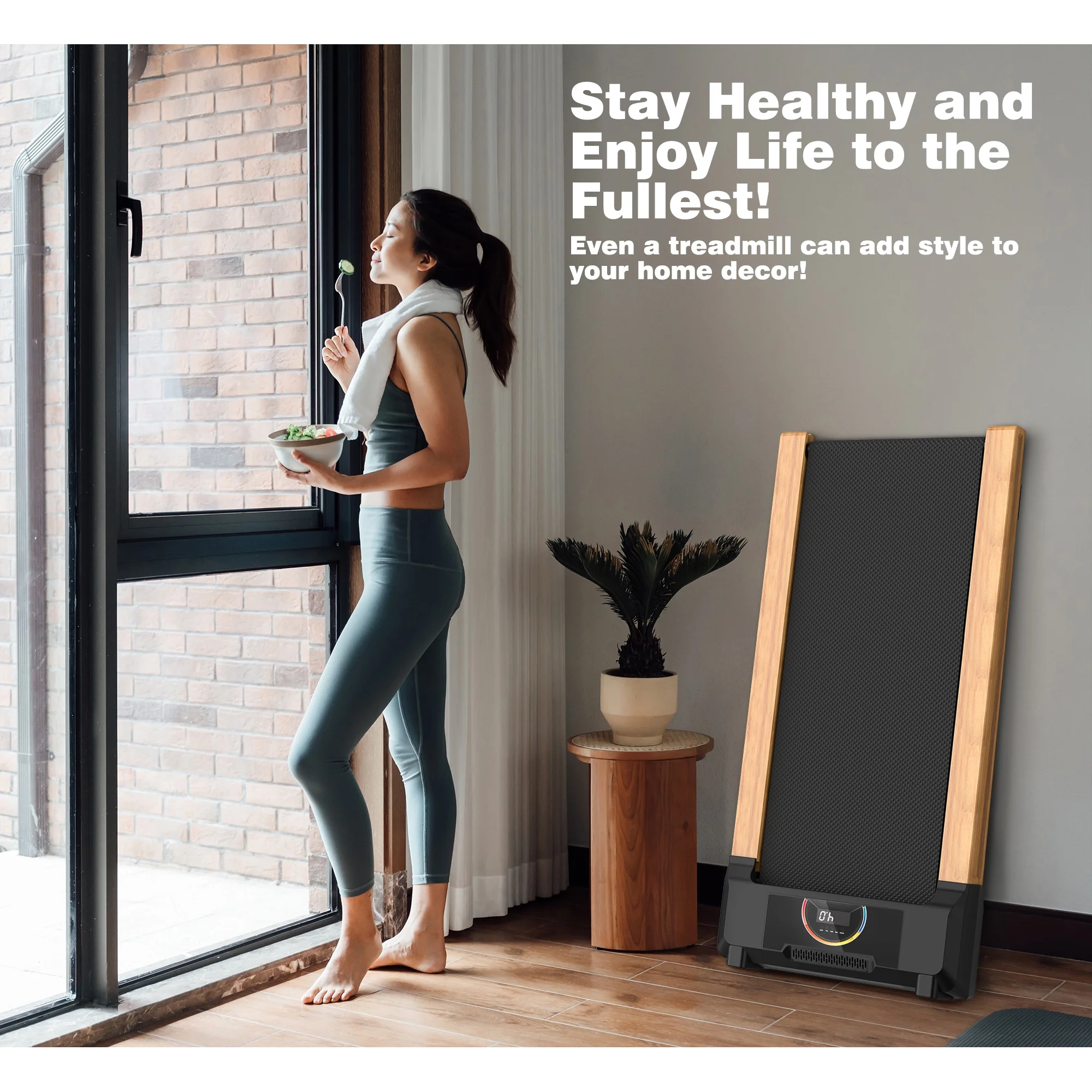 [TREADMILL CLEARANCE] FYC 2.5HP Folding Treadmill with Adjustable Height Desk & Incline - Compact Electric Treadmill Bluetooth Speaker for Running Walking Foldable Portable  (Silver)