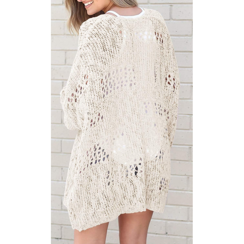 Women's Crochet Cardigan Sweater Kimonos Boho Solid