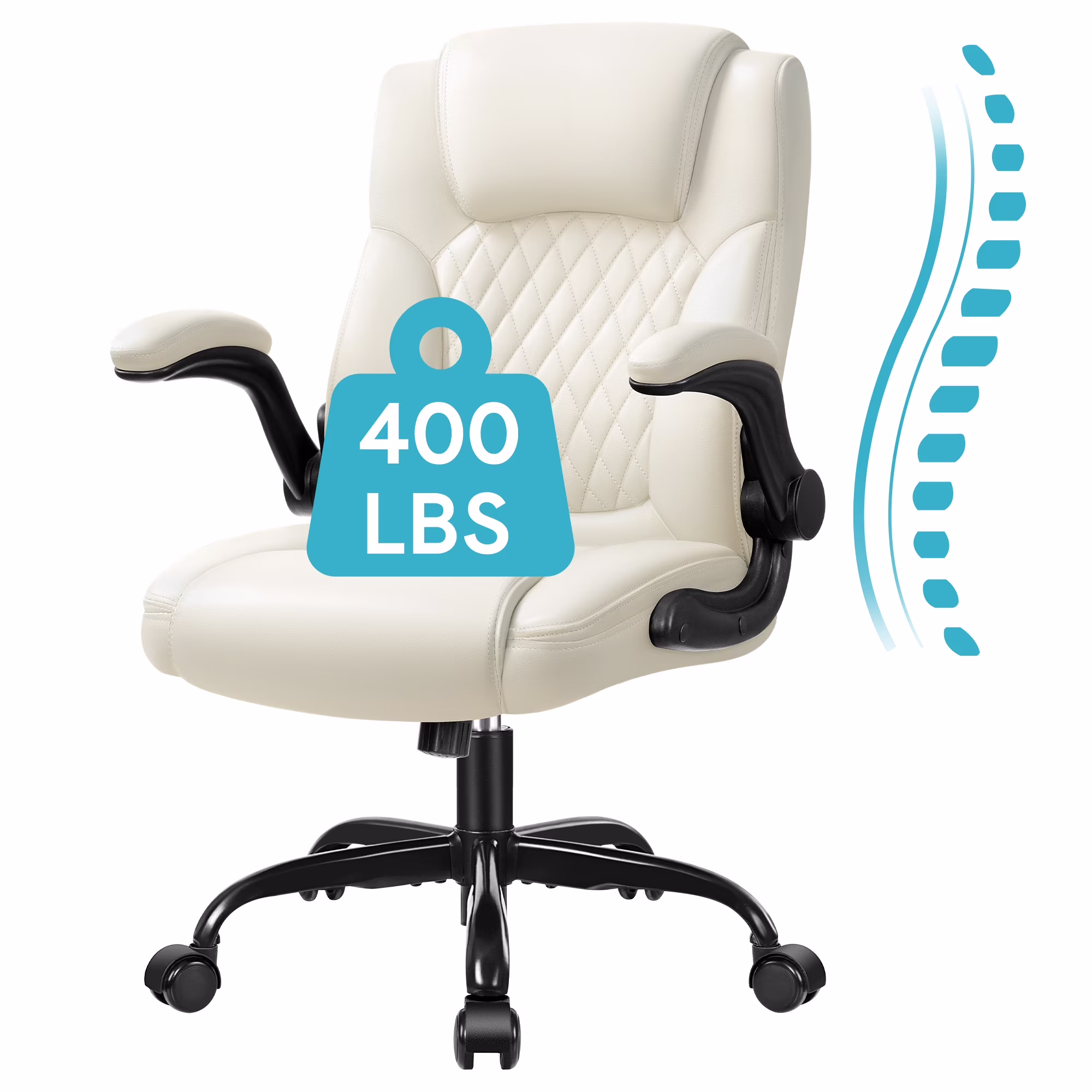 COOLHUT Leather Office Chair, Big and Tall Office Chair 400LBS Wide Seat Ergonomic Computer Desk Chair High Back Executive Leather Chair Adjustable Task Chair Lumbar Back with 8-Year Warranty, Black