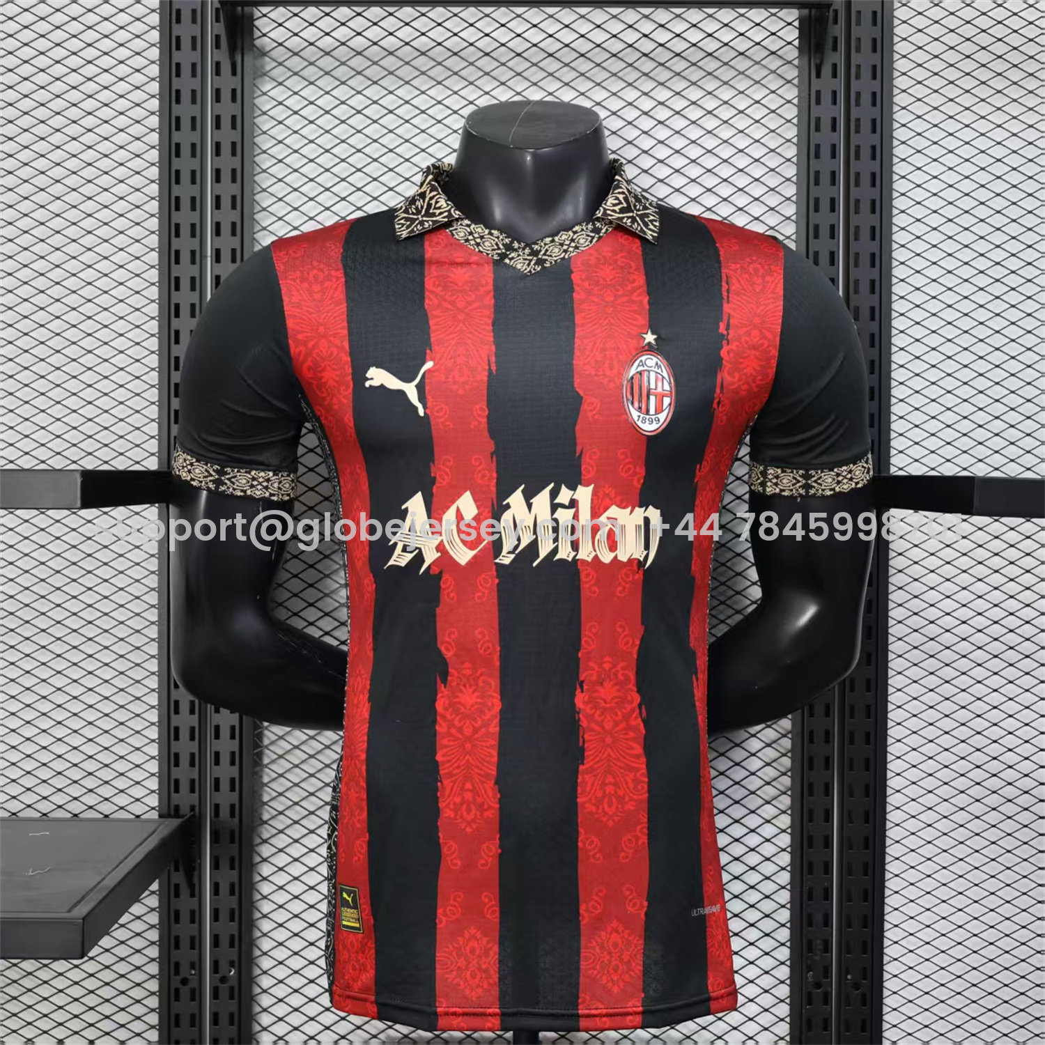 AC Milan 25-26 Team Name Advertisement Red & Black POLO Special Jersey - Player Version