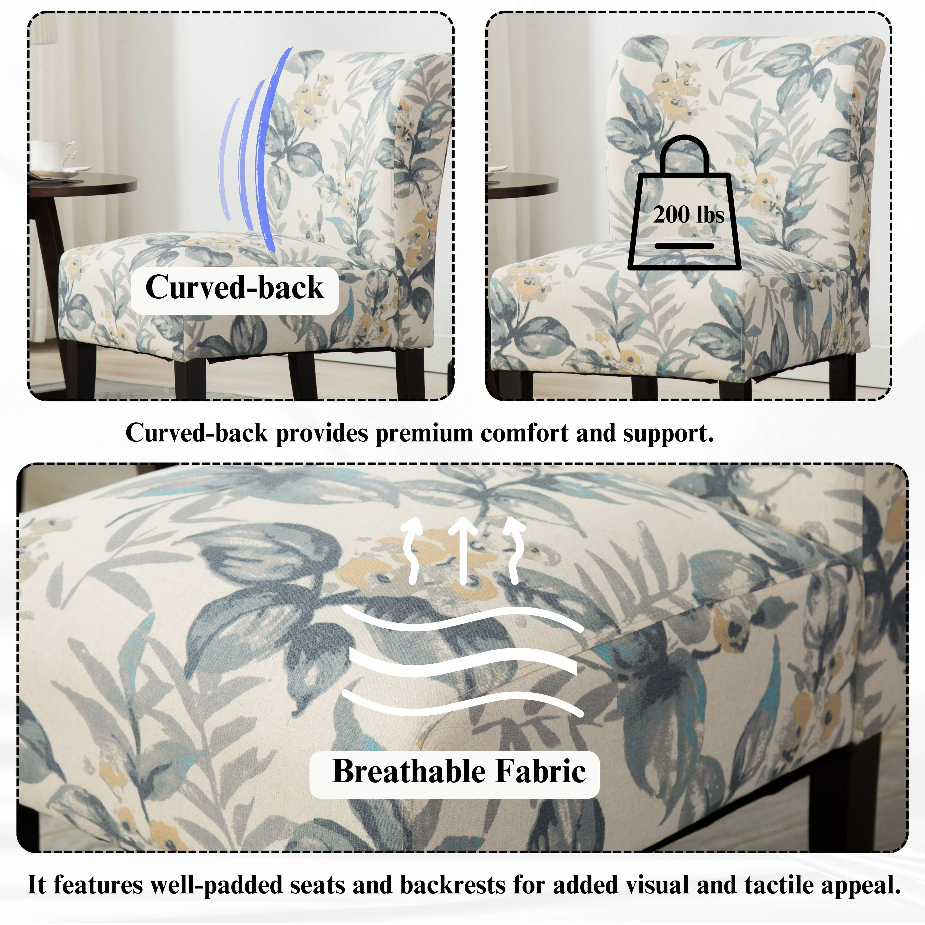 The Curated Nomad  Pavilion Upholstered Armless Accent Slipper Chair Natural Floral
