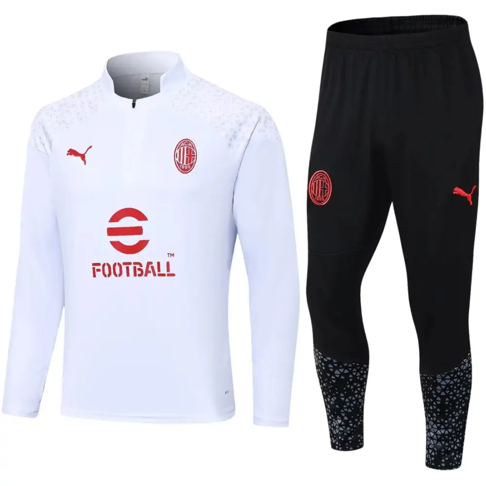 2023/2024 AC Milan Half Pull Training Wear White Football Jersey 1:1 Thailand Quality Suit