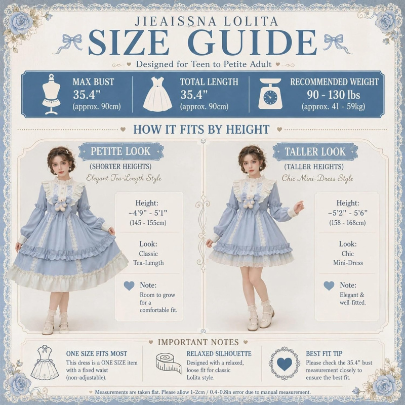 Teens Lolita Princess Dress Kawaii Long Sleeve Chiffon Skirt Petite Dress