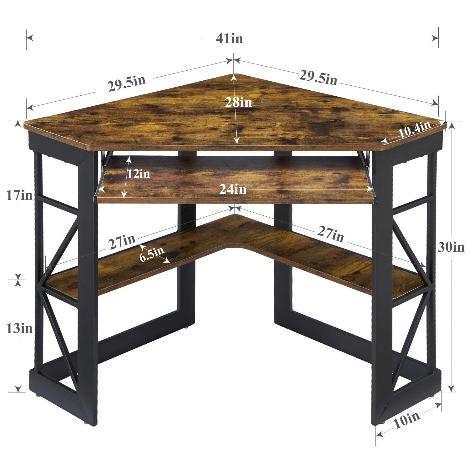 Brown Triangle Corner Desk, Office/Computer/Writing Desk for Student Apartments