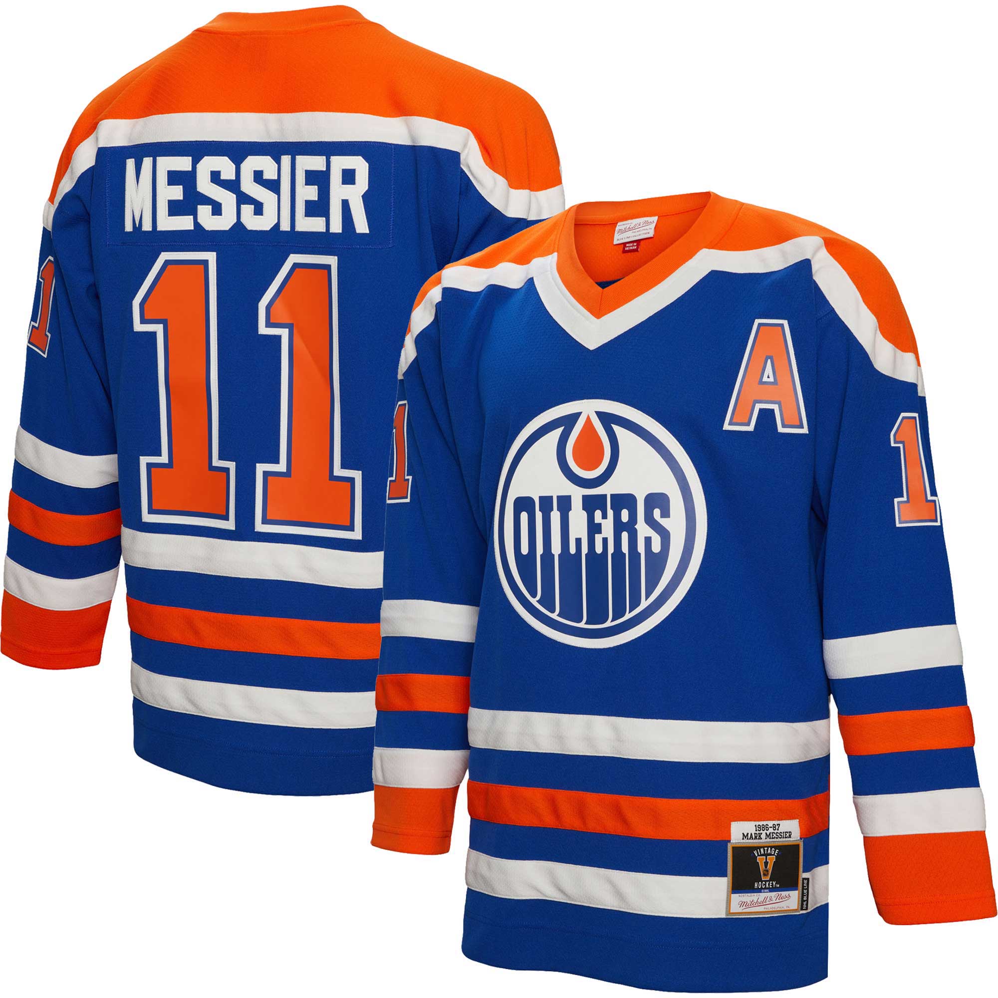 Mark Messier Edmonton Oilers Mitchell & Ness Alternate Captain Patch 1986/87 Blue Line   Jersey – Royal