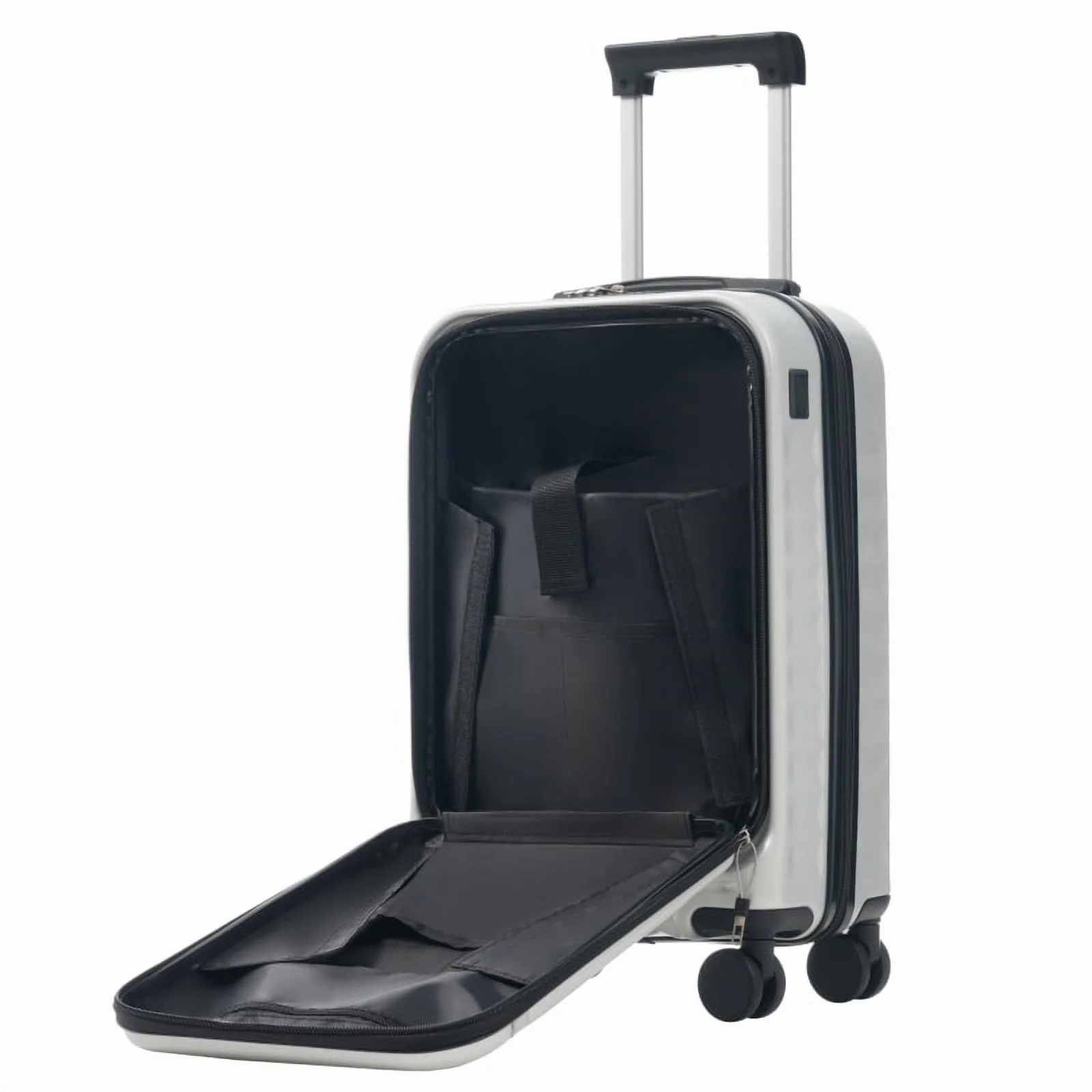 Front Opening Luggage Set 3 Piece, Hardside Carry on Suitcase with USB Port, Expandable Luggage with Handle Bag Spinner Wheels TSA Lock
