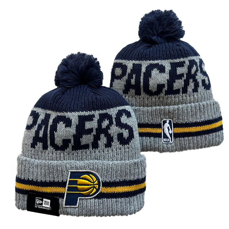 NEW ERA INDIANA PACERS GREY RUNNER Cuffed Knit Hat with Pom