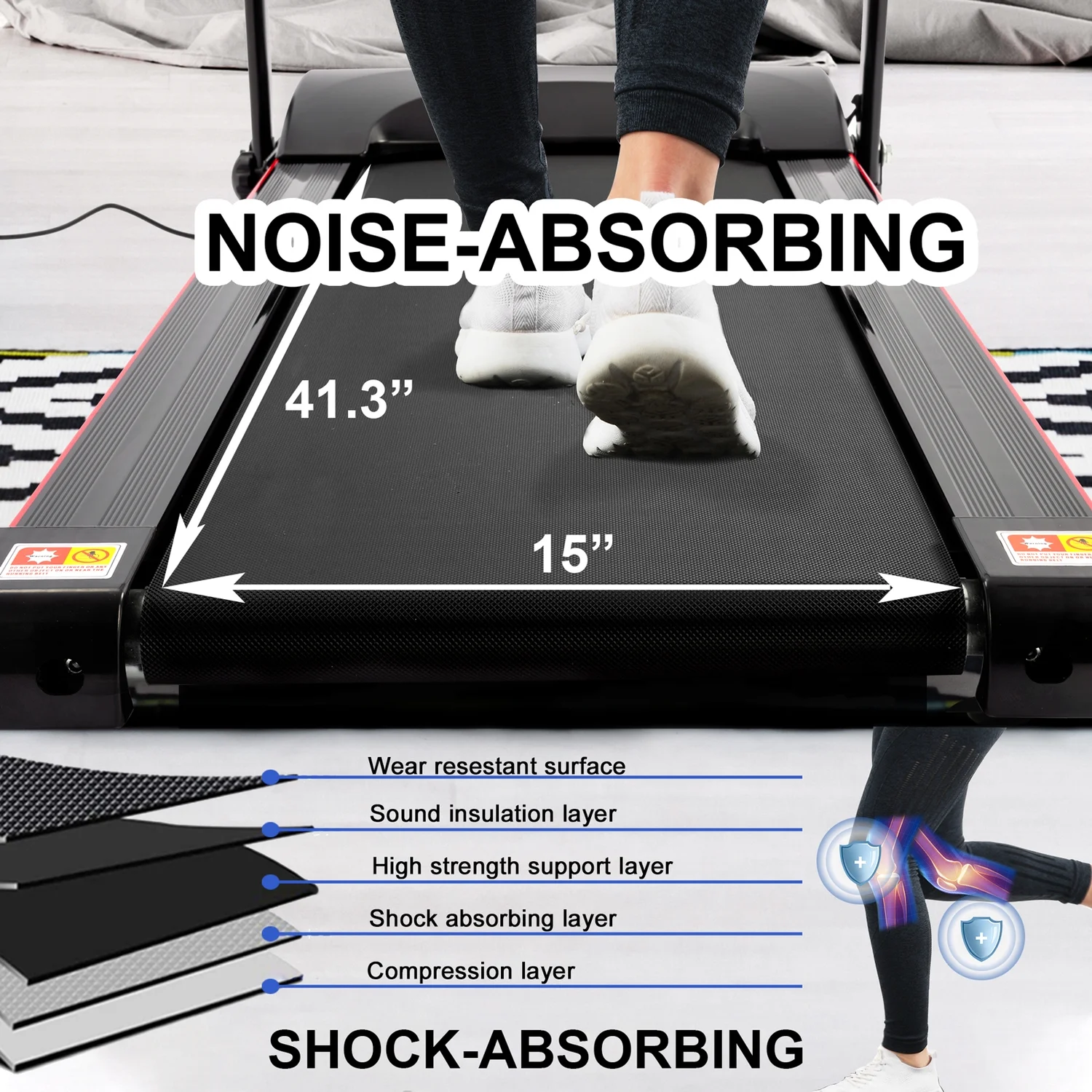 SWERTOY Treadmill 2.5HP Folding Treadmill for Home Walking Under Desk with Incline Fitness Running Electric Treamills Indoor Training Pulse Monitor Cup Holder Treadmills IN USA STOCK