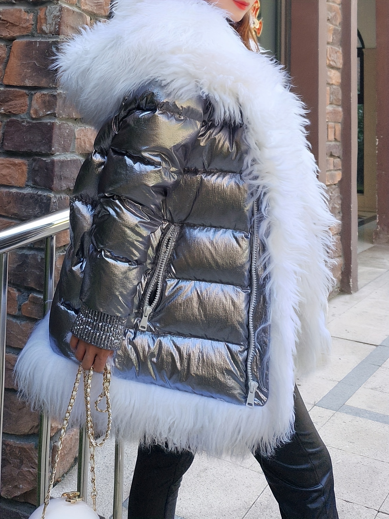 Winter Ladies Padded White Duck Down Jacket Luxury Long Sleeve Cardigan Hooded Jacket Women’s Coat