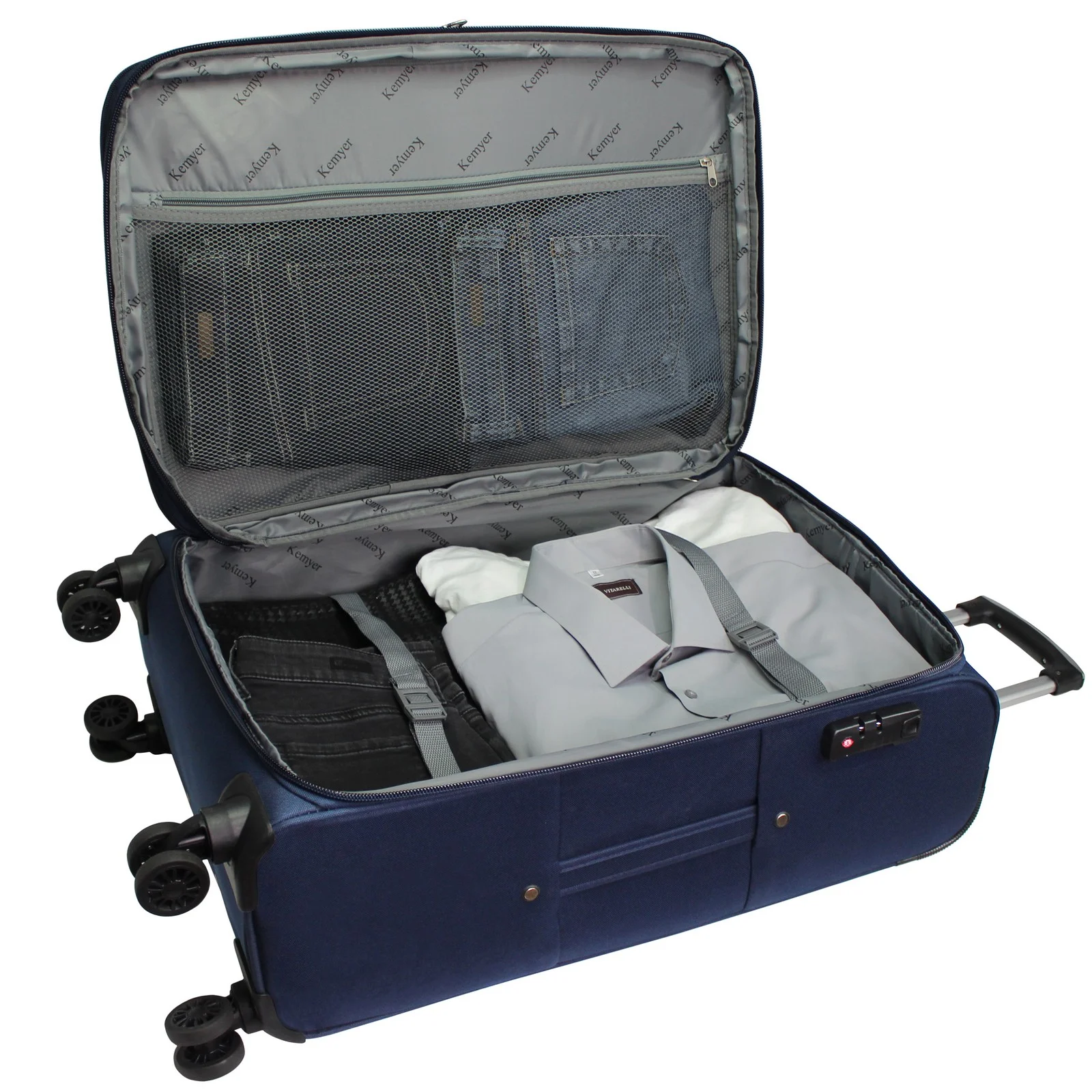 CalBags Kemyer Softside Lightweight 3-Piece Expandable Spinner Luggage Set - Black