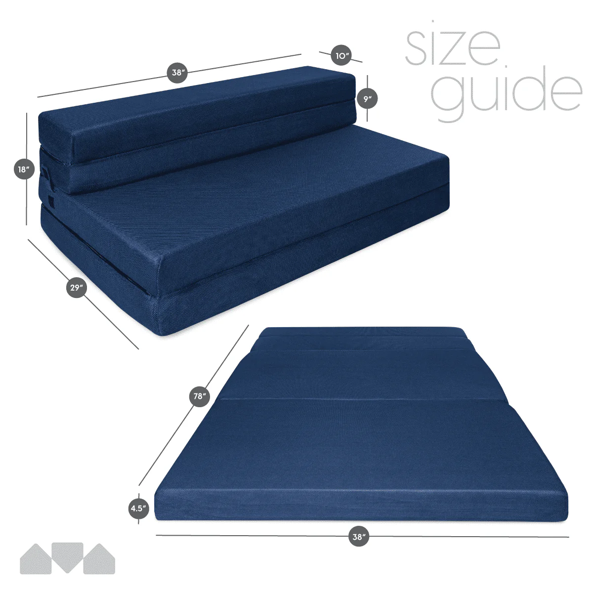 Milliard Tri-Fold Foam Folding Mattress and Sofa Bed for Guests Floor Mat - Twin XL 78x38x4.5 Inch