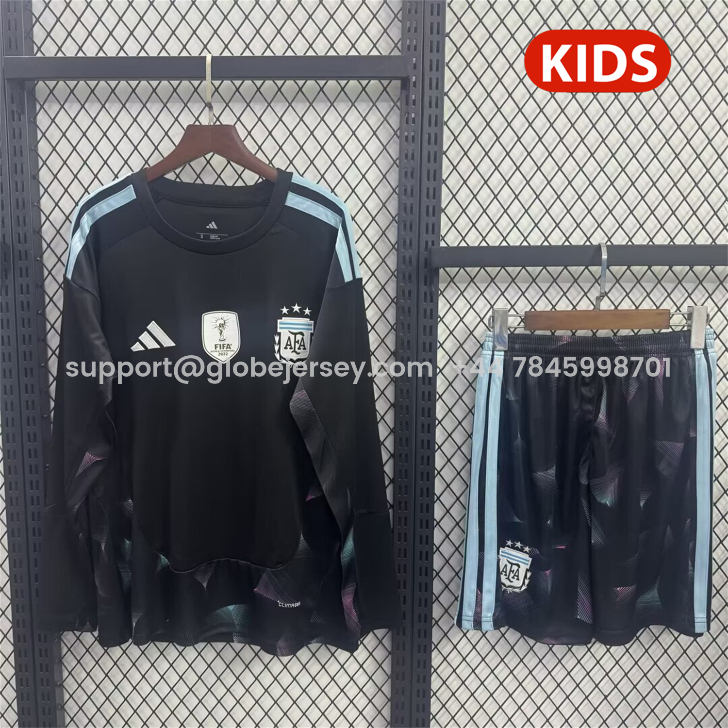 Argentina 2026 Goalkeeper Black Long Sleeves Kids Kit