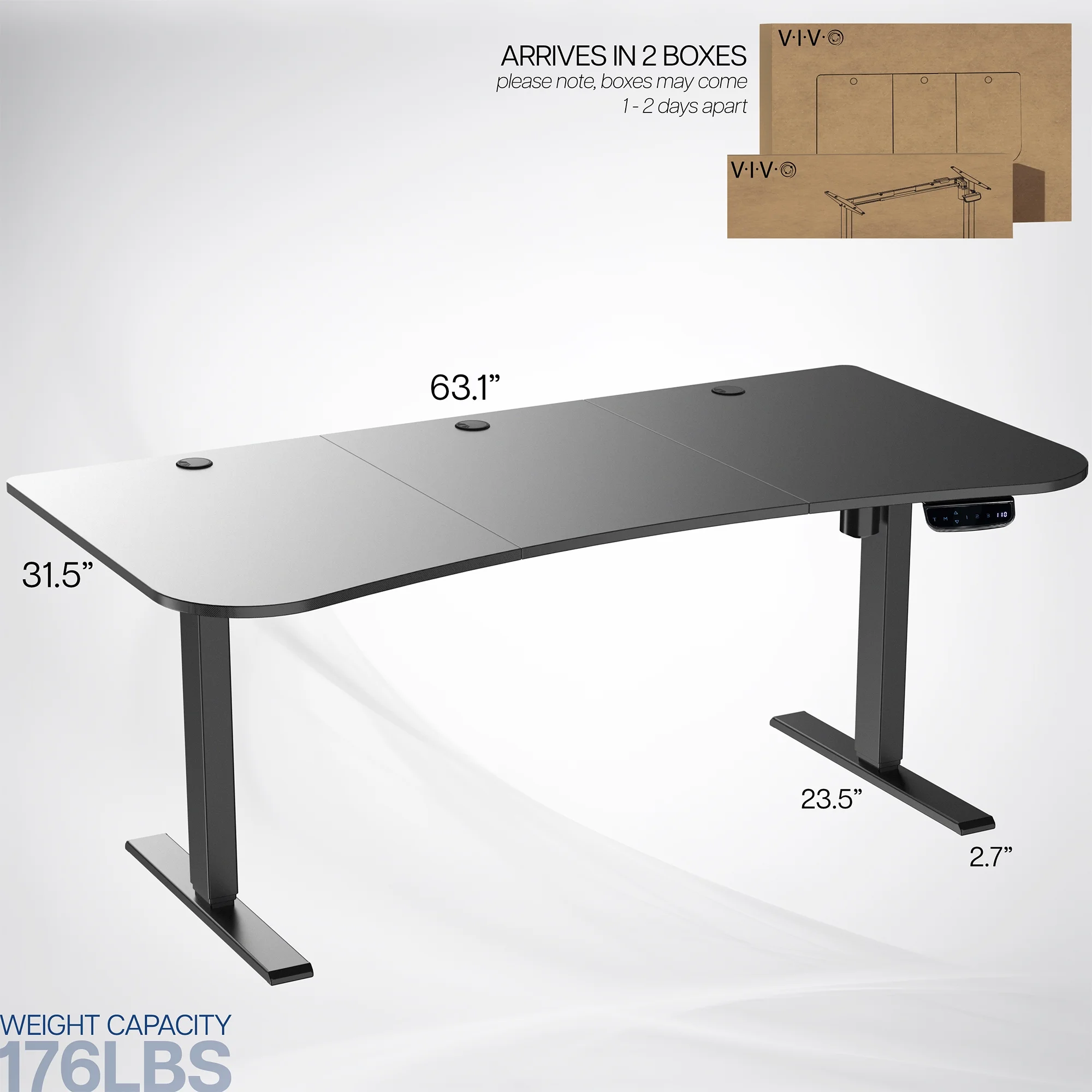 VIVO Reclaimed Wood / Black 63�?x 32�?Electric Height Adjustable Stand Up Desk