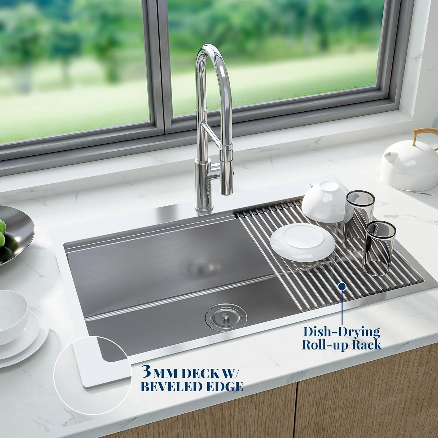 Kitchen Sink,Drop in Single Bowl Stainless Steel Bar Sink with Cutting Board,Undermount Workstation Kitchen Sink with Accessories