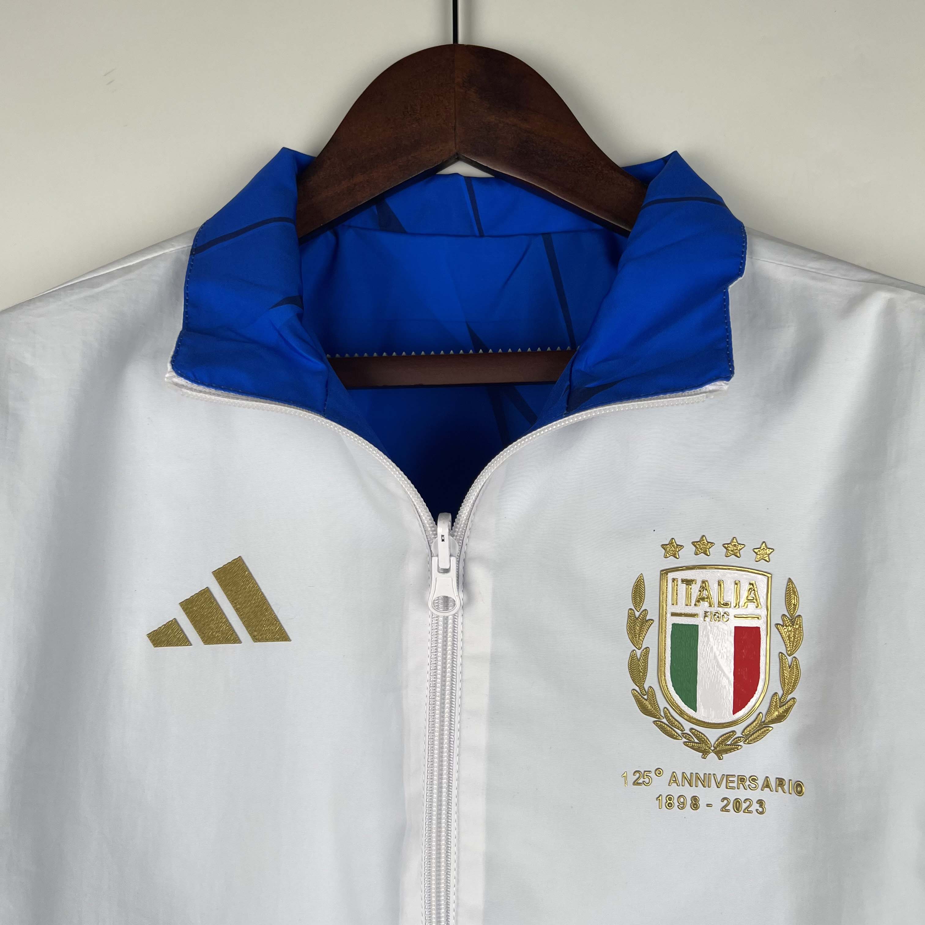 2023-2024 Italy Reversible Windbreaker (White-Blue)Soccer Jersey 1:1 Thai Quality