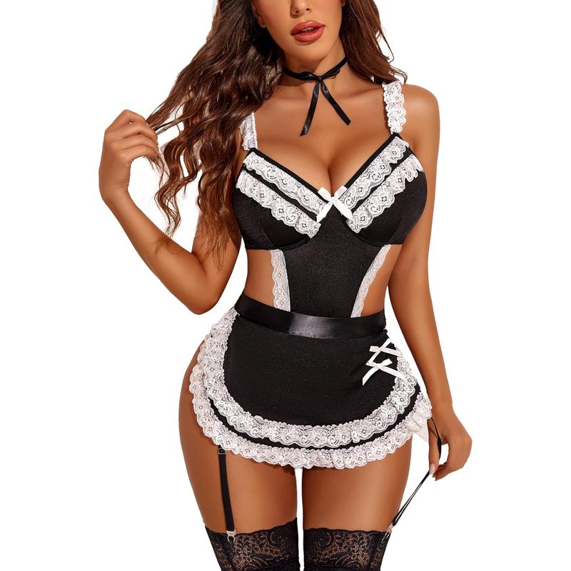 Women's Lingerie Sets Lace V Neck Teddy Babydoll