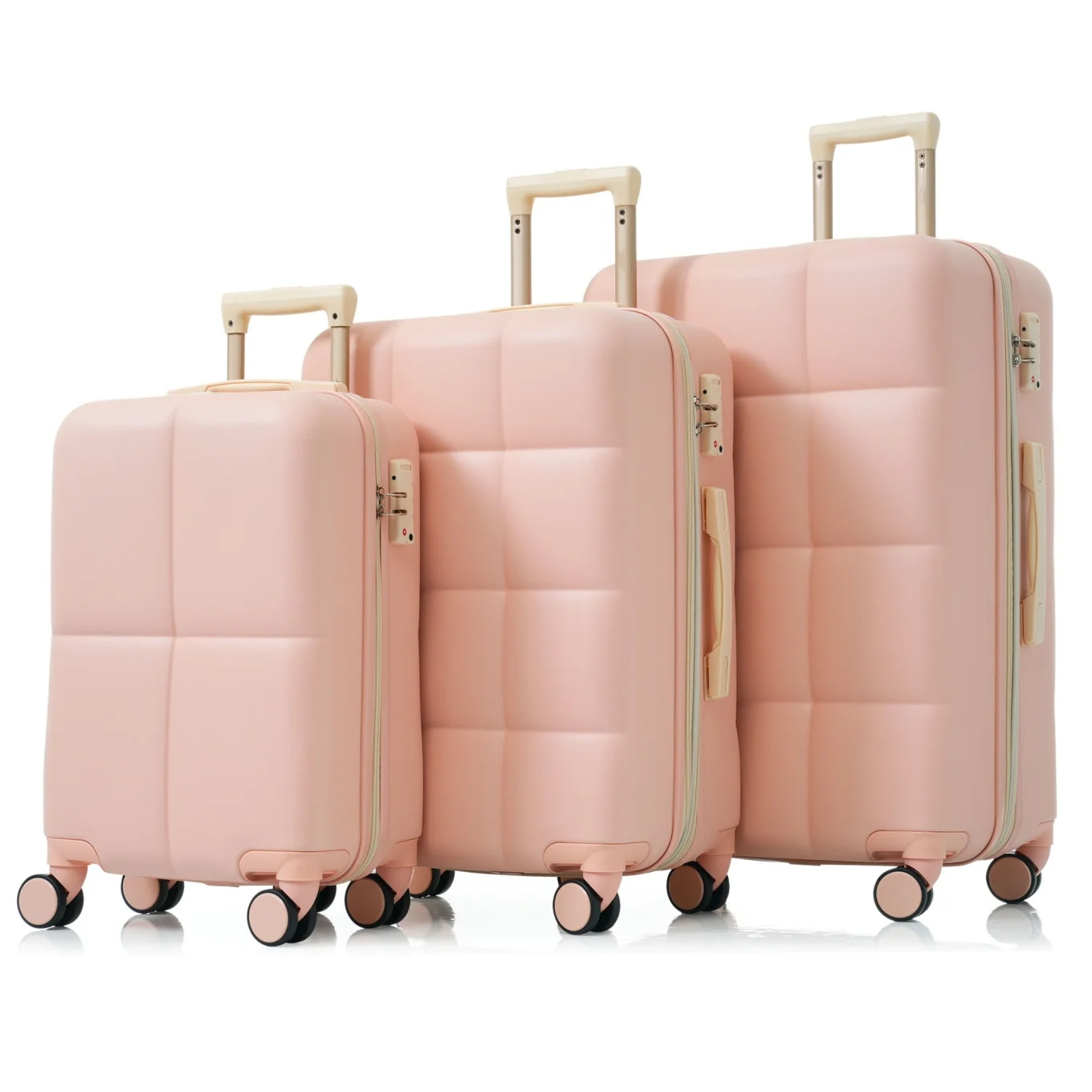 3 Piece Luggage Set , 20/24/28 inches Suitcase Set , ABS Hardshell Expandable Luggage Sets with TSA Lock,20-inch with USB Port, Carry On Luggage for Men Women, Pink