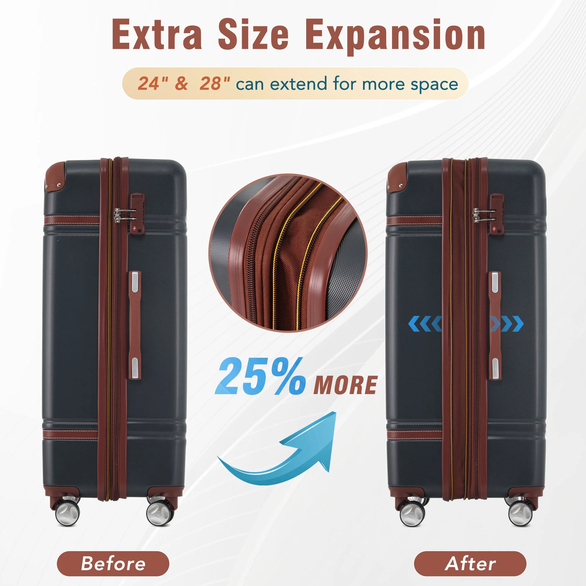 EUROCO 4-Piece Luggage Sets,Hardside Expandable Carry On Suitcase with TSA Lock,Cosmetic Case and Double Spinner Wheels,Lightweight Travel Luggage(20