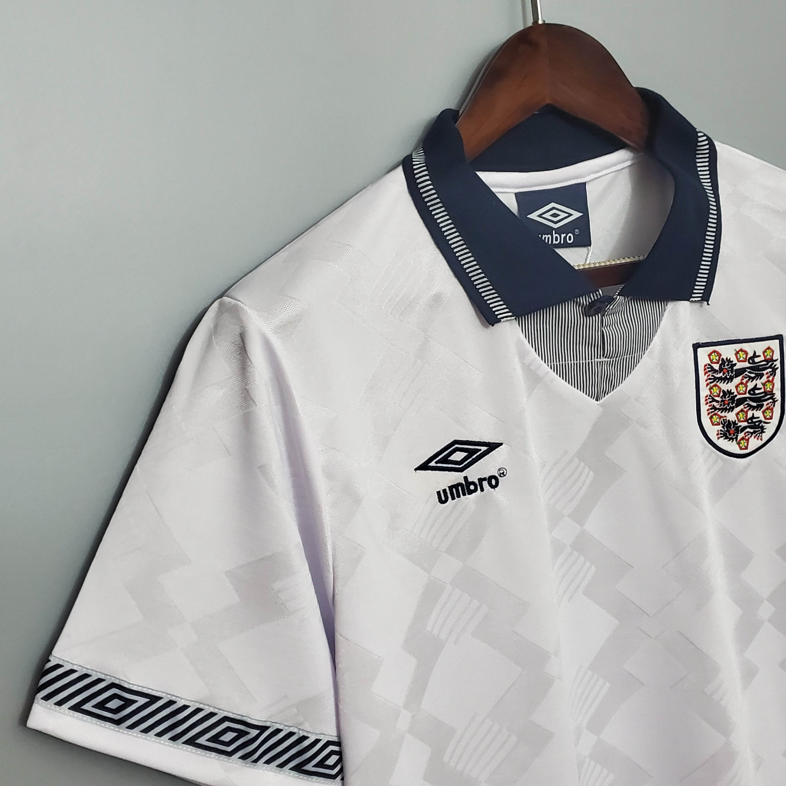 1990 Retro England Home Soccer Jersey - Fans Edition