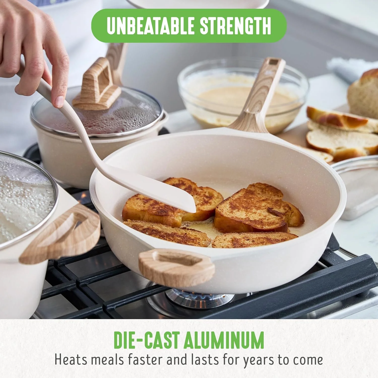 8 Piece Ceramic Nonstick Cookware Set, Induction Suitable, Non Toxic PFAS- Pots & Pans, Dishwasher Safe